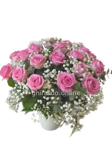 Bouquet di rose rosa a gambo corto