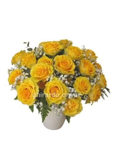 Bouquet di rose gialle a gambo corto