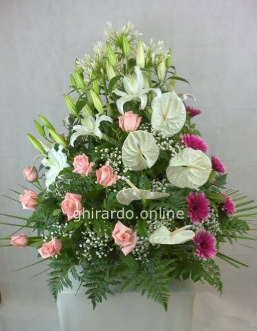 Composizione funebre in ciotola colori assortiti