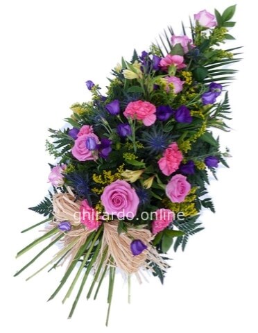 Palma funebre sui toni del rosa